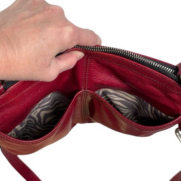 Y2K Brighton Bowie Red Leather Studded Shoulder Bag with Silver Heart Charm - Picture 9 of 16